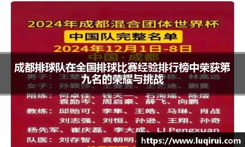 成都排球队在全国排球比赛经验排行榜中荣获第九名的荣耀与挑战